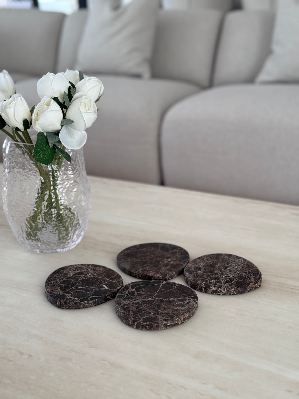 Marble Coaster set | Dark Emperador