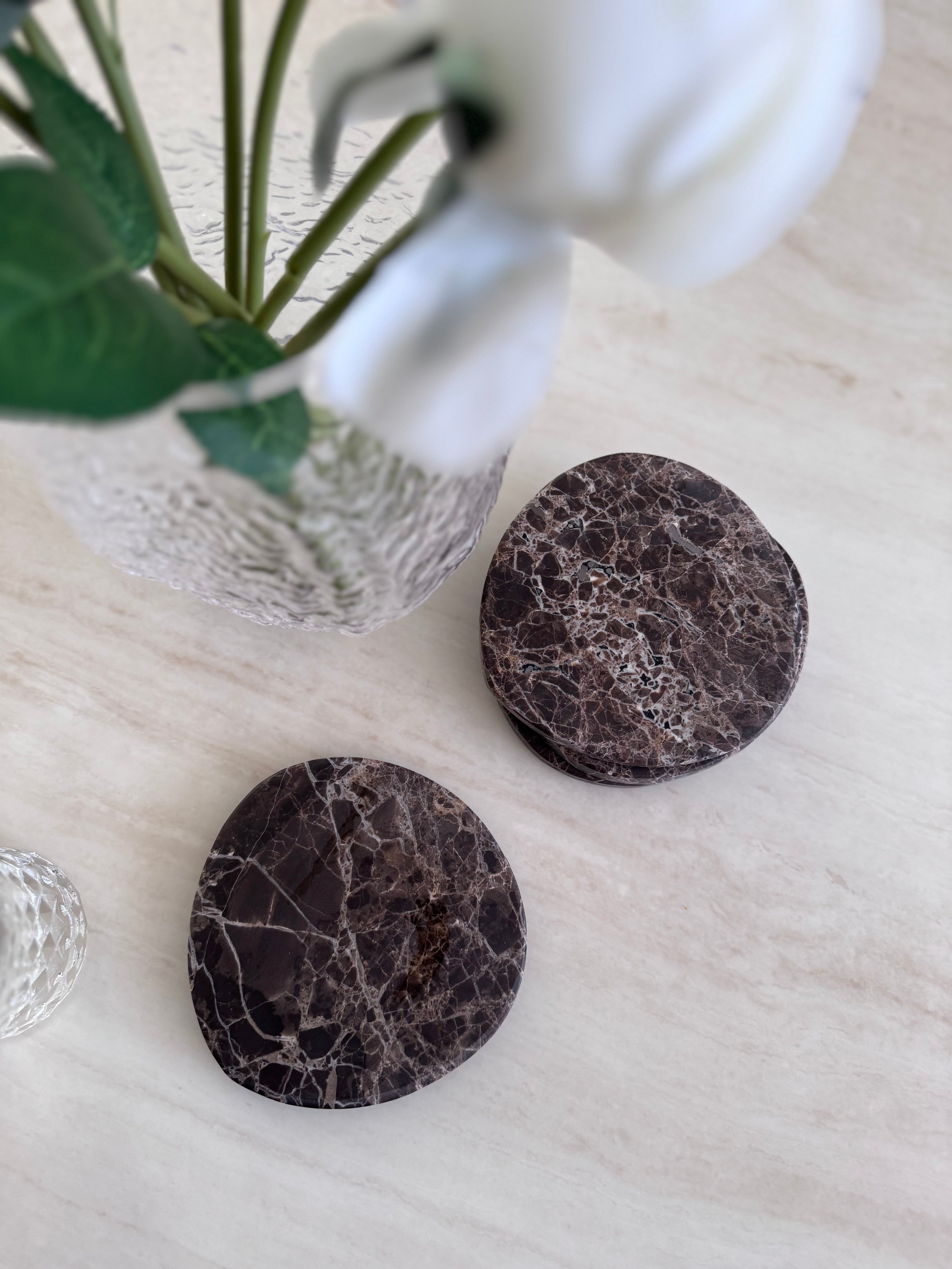Marble Coaster set | Dark Emperador