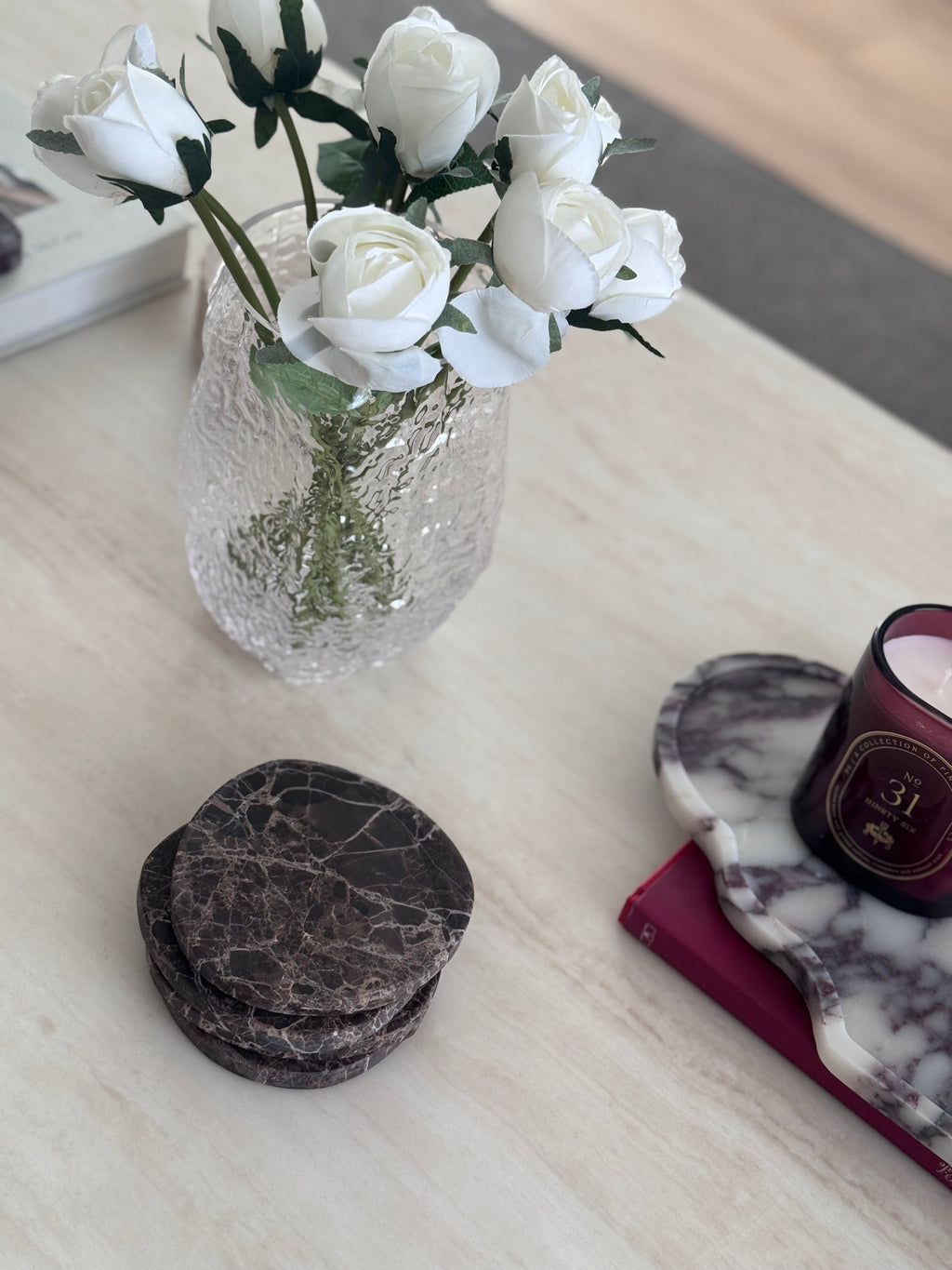 Marble Coaster set | Dark Emperador